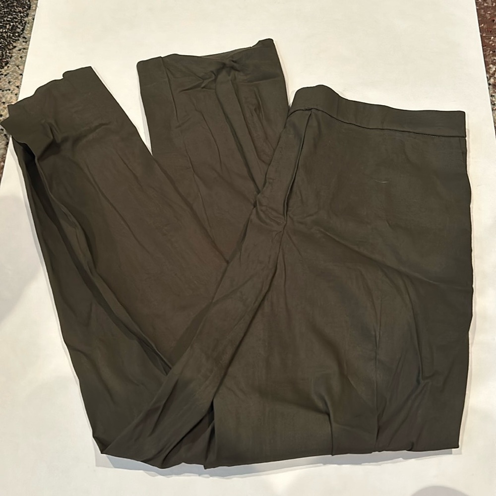 Theory Green brown tinted Linen pants